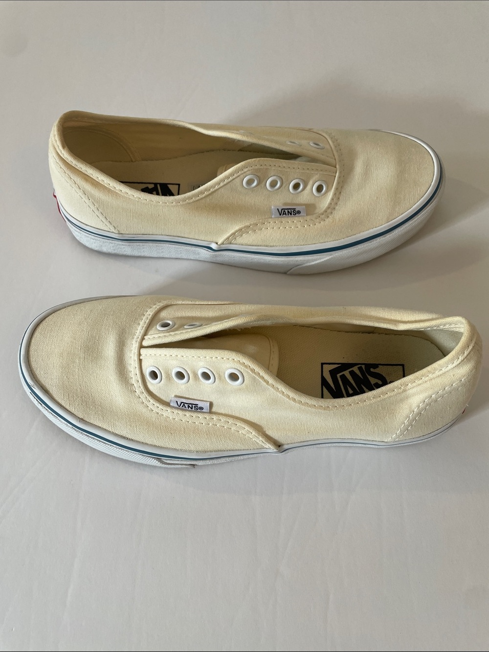 Vans Authentic Canvas Sneakers in Cream with Blue Accent